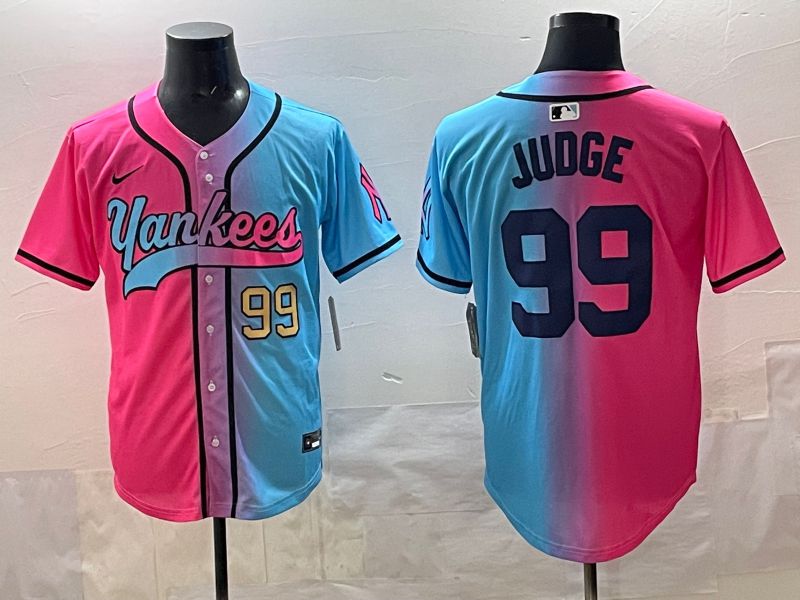 Men New York Yankees 99 Judge Blue pink Game 2025 Nike MLB Jersey style 003